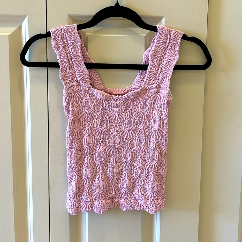 Free People Pink Textured Tank Top